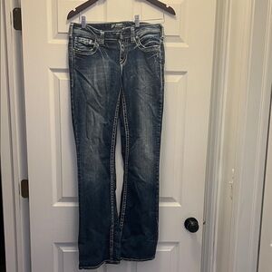 Silver Jeans Women's Medium Blue Aiko Bootcut Jeans with Contrast Stitching